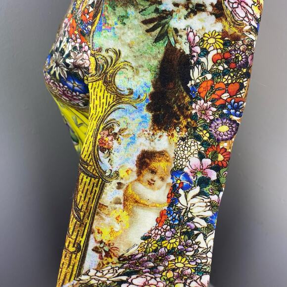 Vintage Roberto Cavalli Bird Floral Print Jersey Bodycon Mini Dress Size 2 - Picture 6 of 10